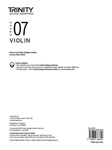 Trinity College London Violin Exam Pieces 2020-2023: Grade 7 (Violin Part Only)