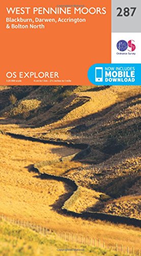 OS Explorer Map 287 West Pennine Moors - Blackburn Darwen and Accrington OS Explorer Paper Map