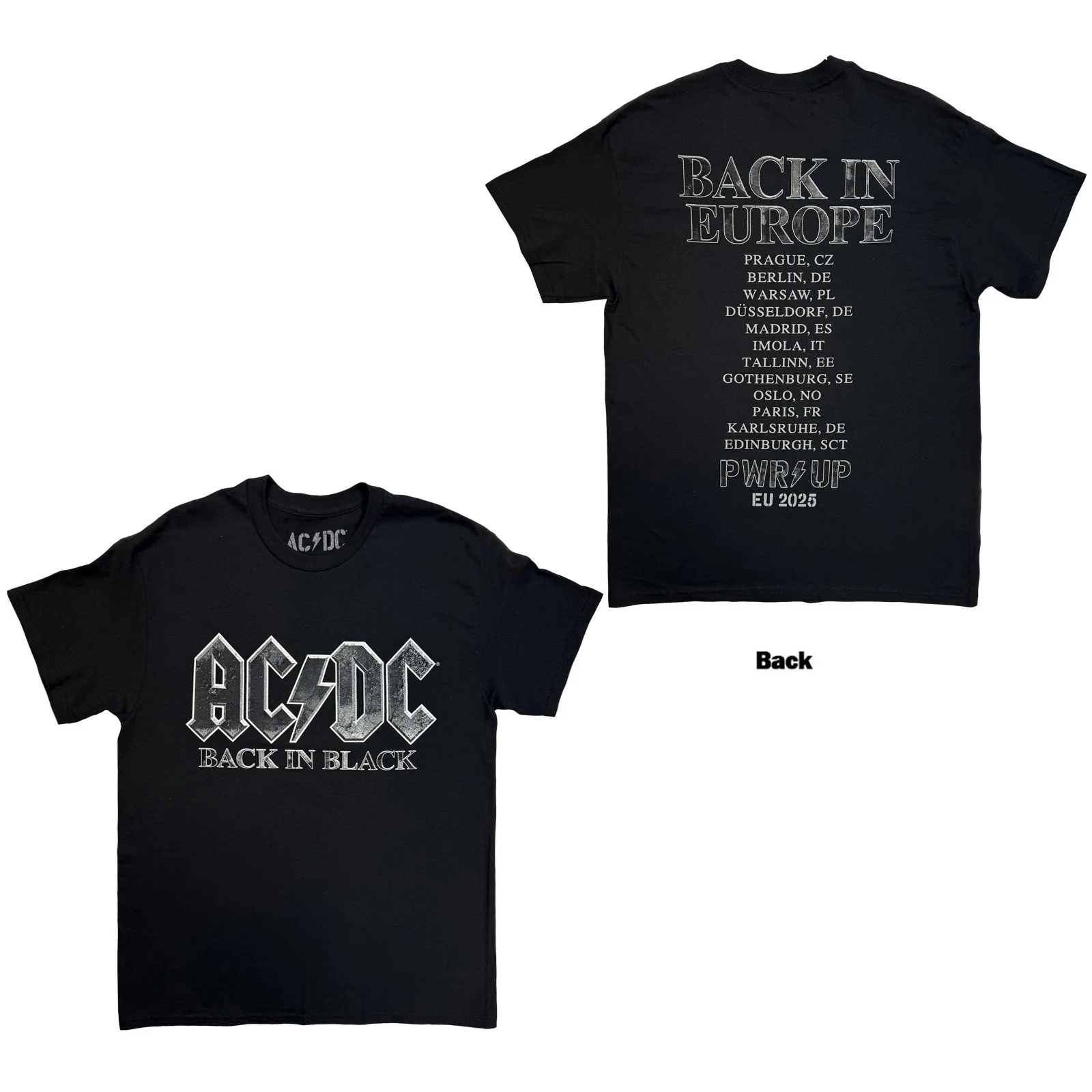 AC/DC Unisex T-Shirt: Back In Black EU Tour '25