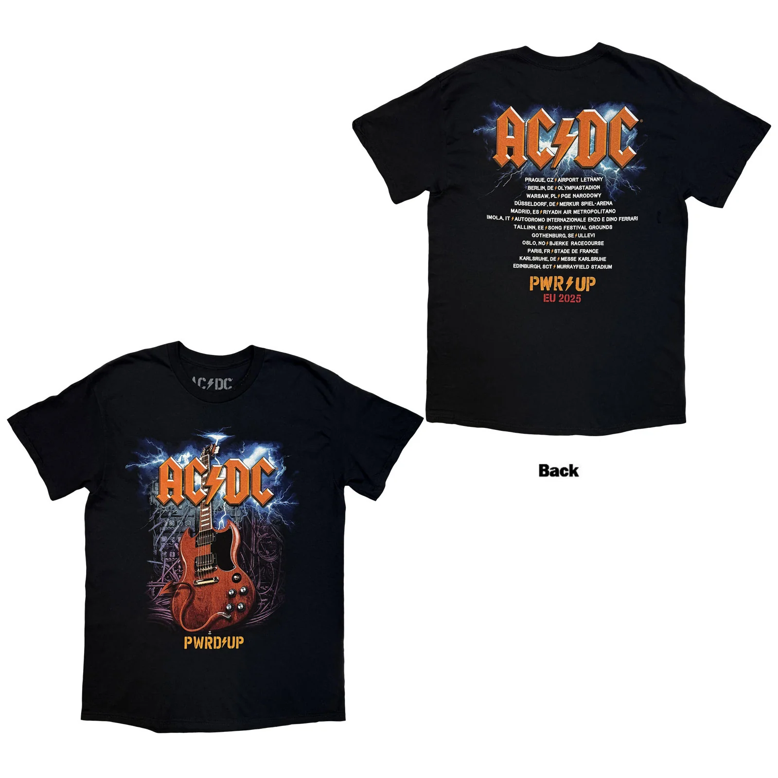 AC/DC Unisex T-Shirt: Guitar EU Tour '25