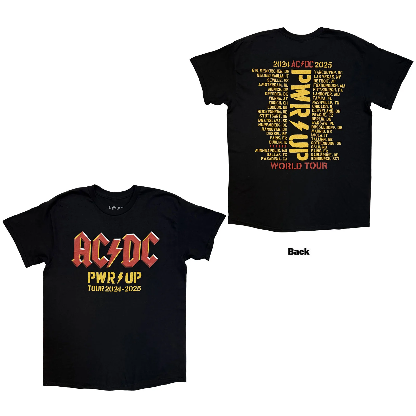 AC/DC Unisex T-Shirt: PWR-UP Logo World Tour '24-'25