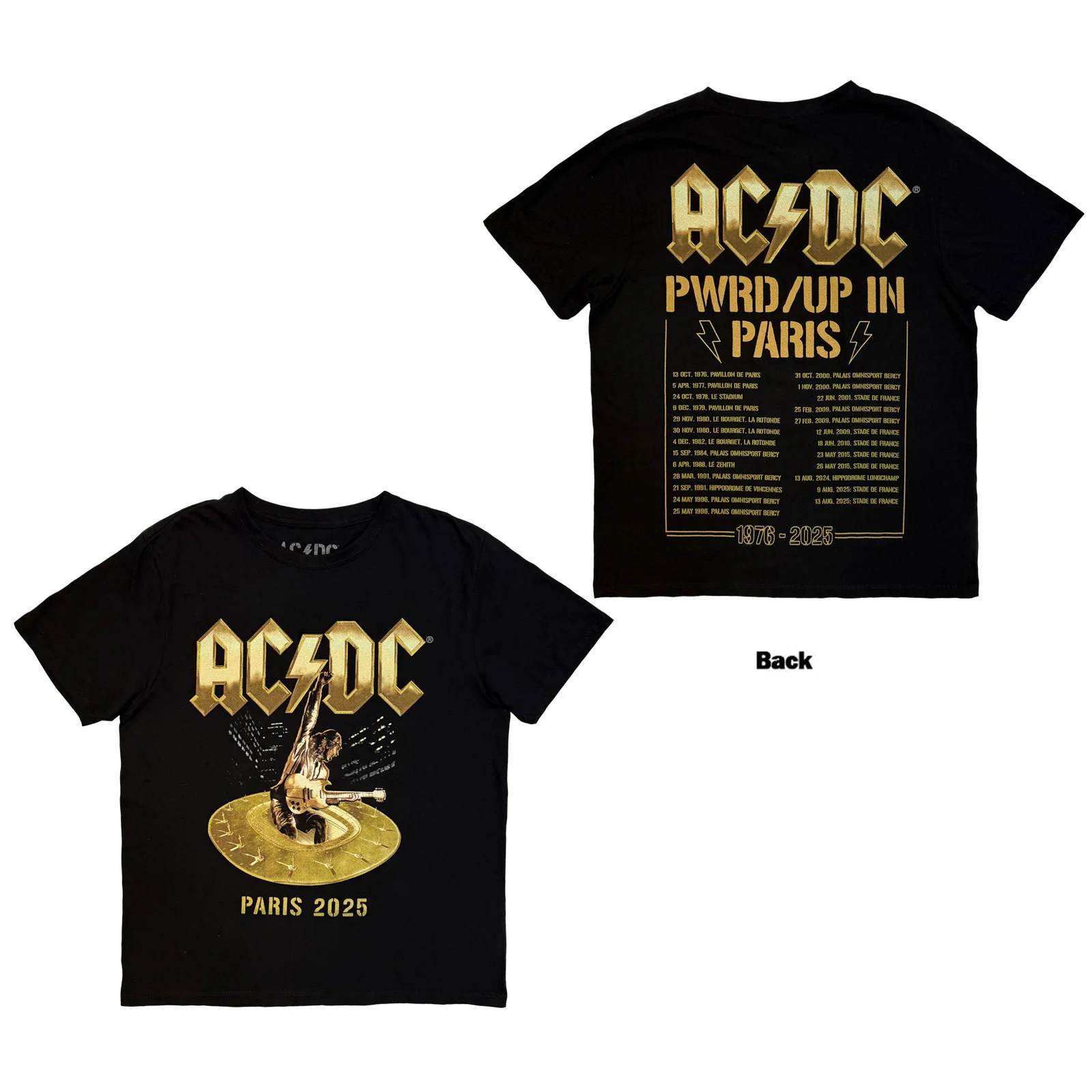 AC/DC Unisex T-Shirt: PWR'D-UP In Paris EU Tour '25