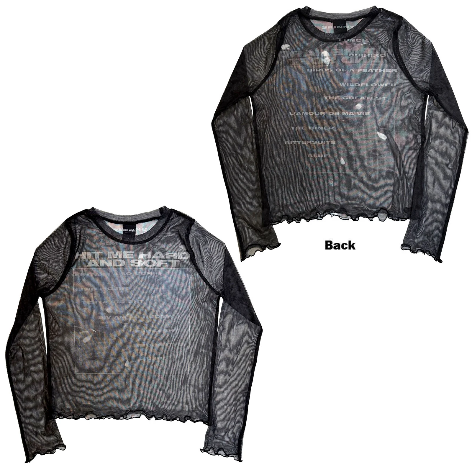 Billie Eilish Ladies Long Sleeve Mesh Crop Top: HMHAS Tracklist