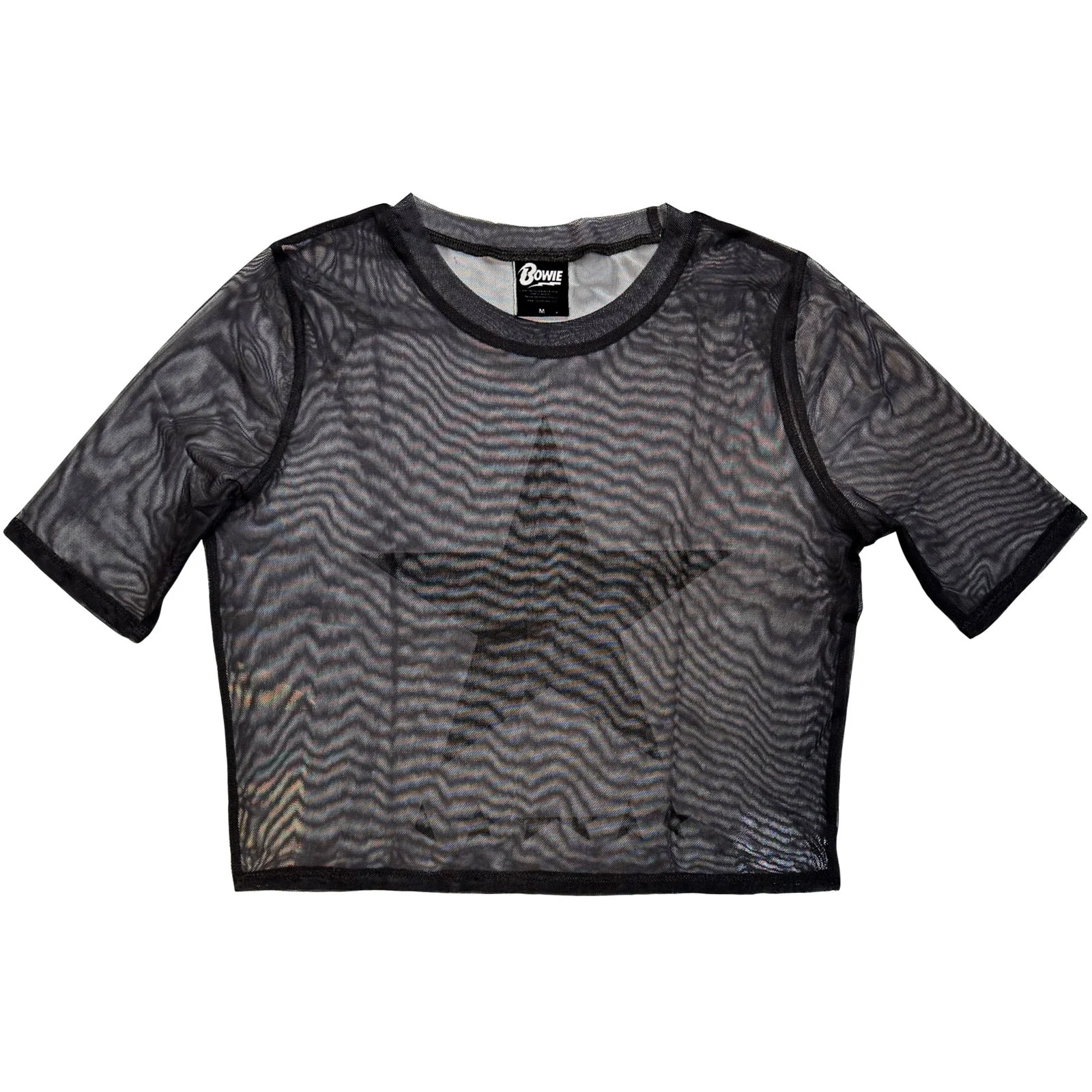 David Bowie Ladies Mesh Crop Top: Blackstar