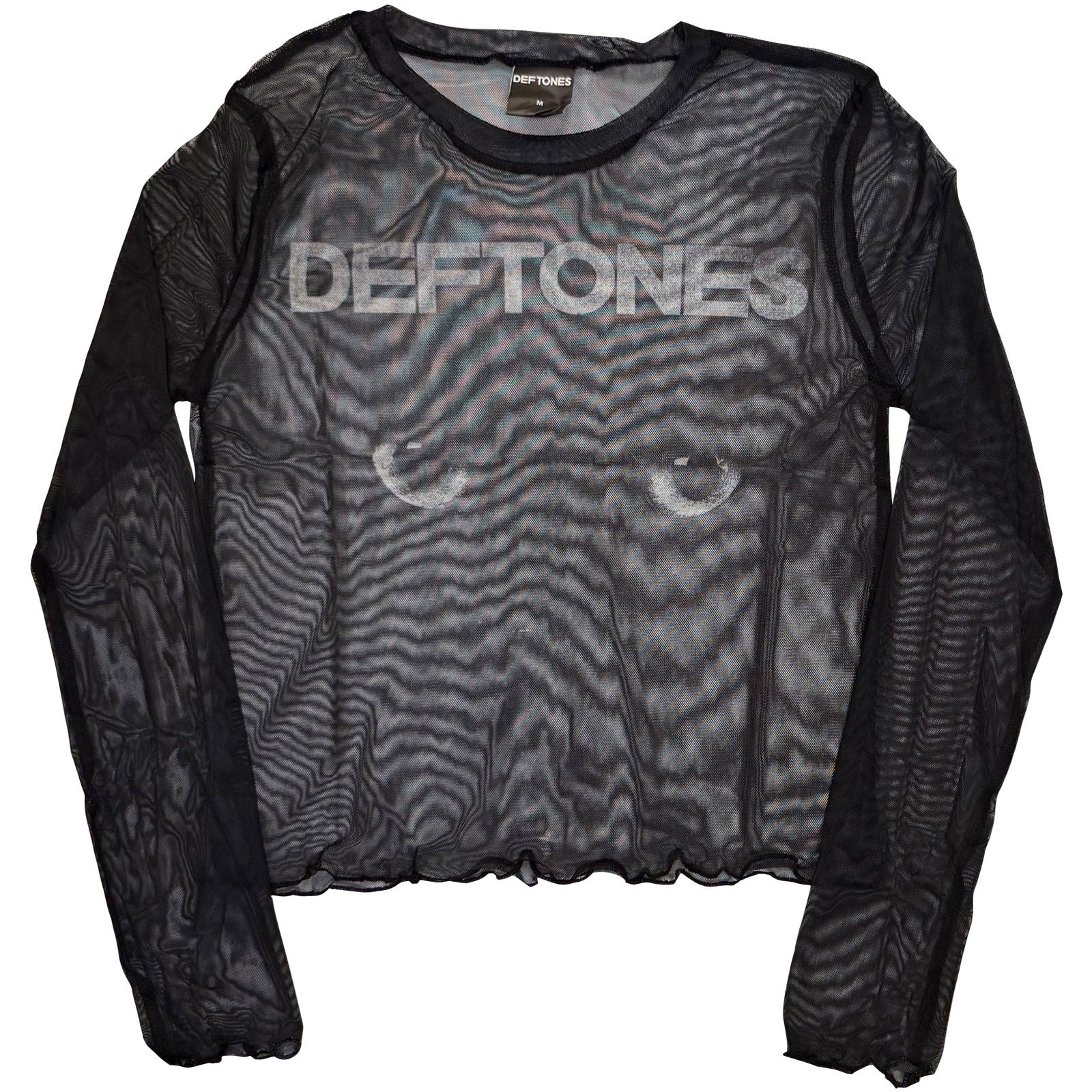 Deftones Ladies Long Sleeve Mesh Crop Top: Sphynx