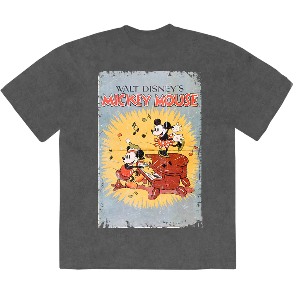 Disney Unisex Stone Wash T-Shirt: Mickey Piano