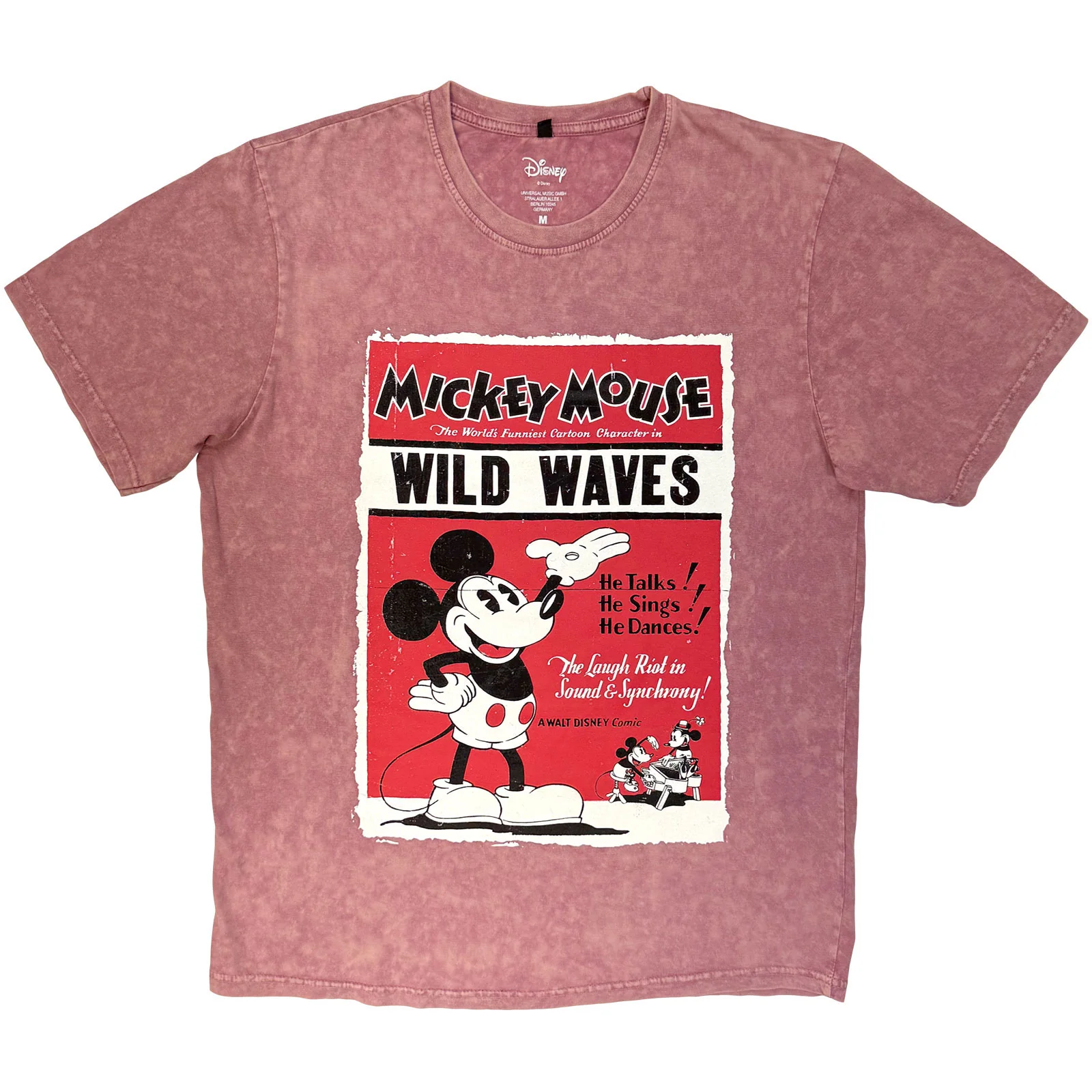 Disney Unisex Stone Wash T-Shirt: Mickey Wild Waves