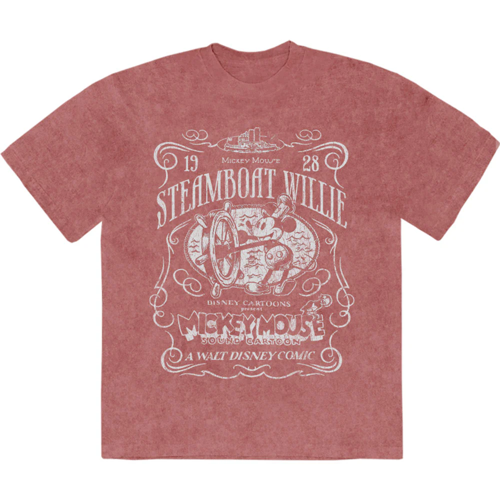 Disney Unisex Stone Wash T-Shirt: MM Steamboat Willie