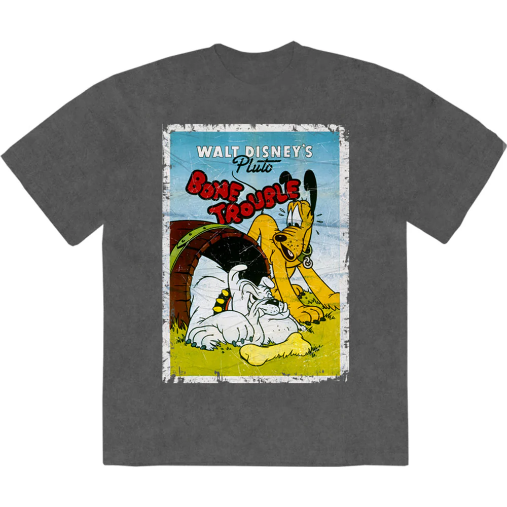 Disney Unisex Stone Wash T-Shirt: Pluto Bone Trouble