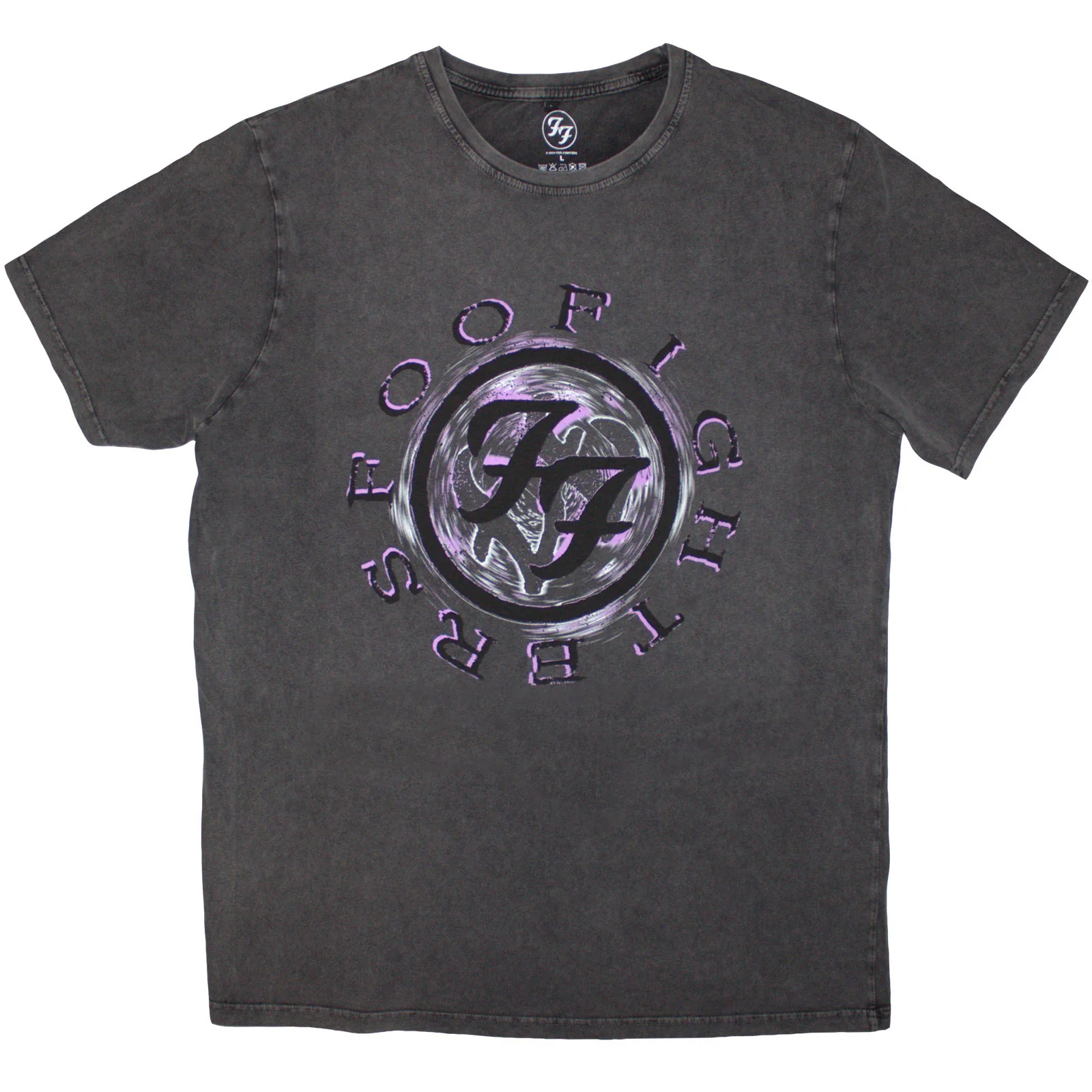 Foo Fighters Unisex Stone Wash T-Shirt: Wheel Logo Shadow