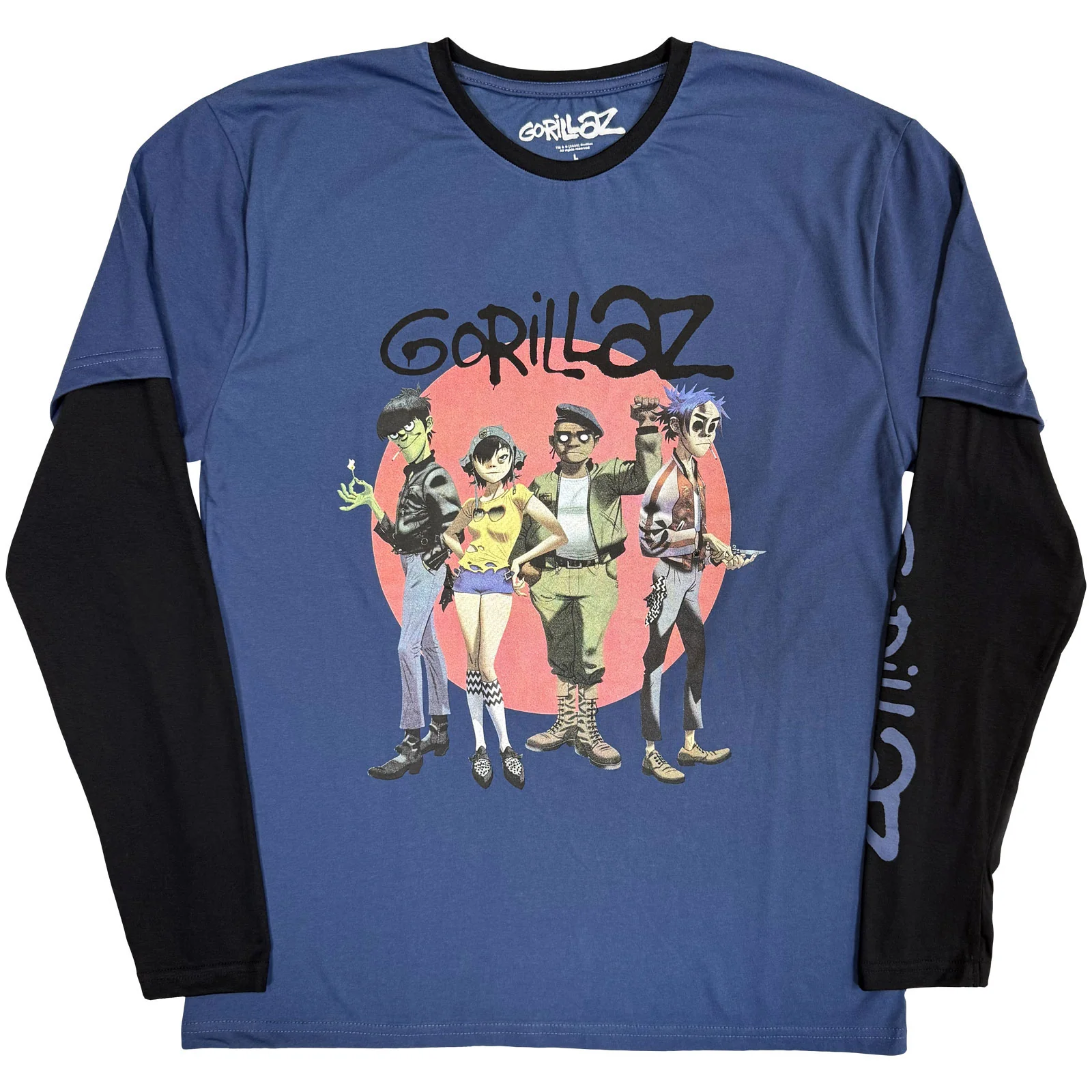 Gorillaz Unisex Layered Long Sleeve T-Shirt: Group Circle Rise