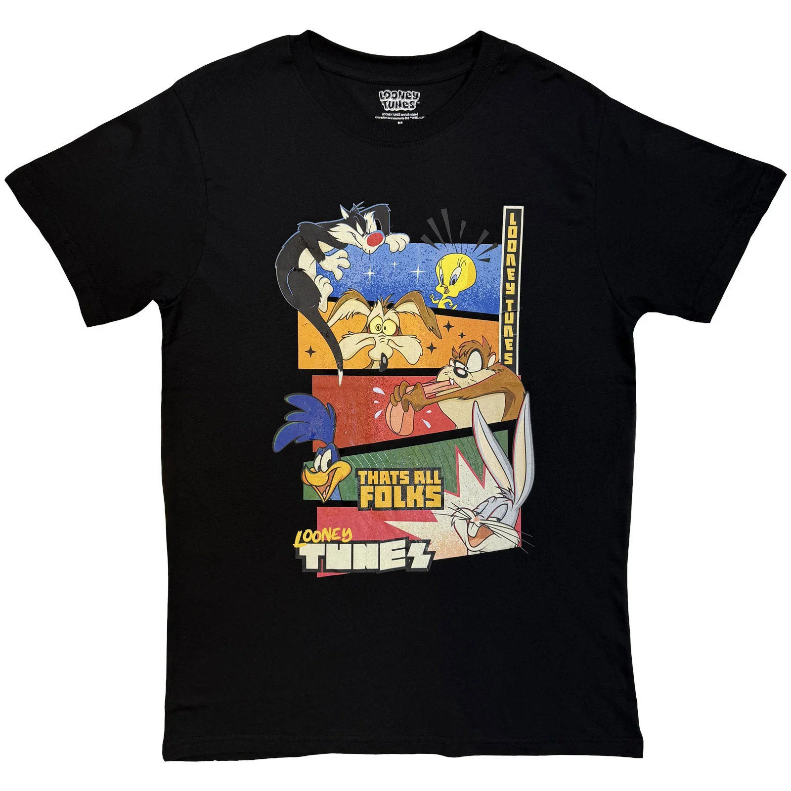 Looney Tunes Unisex T-Shirt: That's All Folks Block Graphic