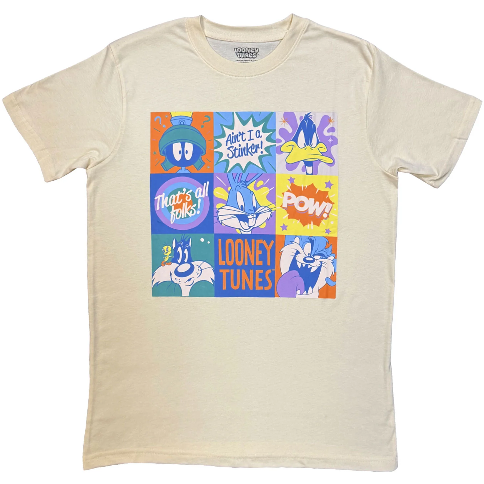 Looney Tunes Unisex T-Shirt: That's All Folks! Grid Pastel
