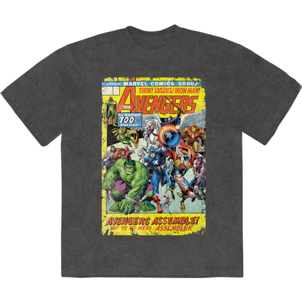 Marvel Comics Unisex Stone Wash T-Shirt: Avengers Assemble 700