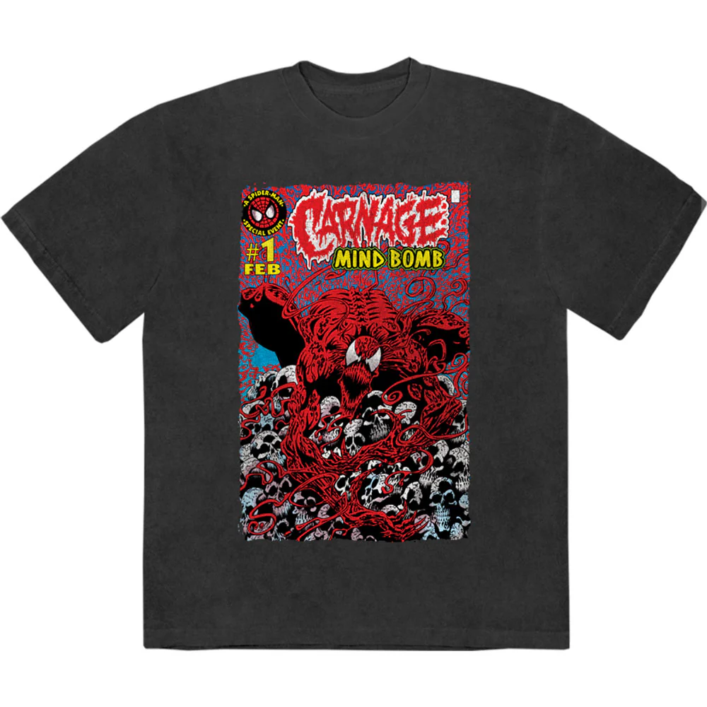 Marvel Comics Unisex Stone Wash T-Shirt: Carnage Mind Bomb
