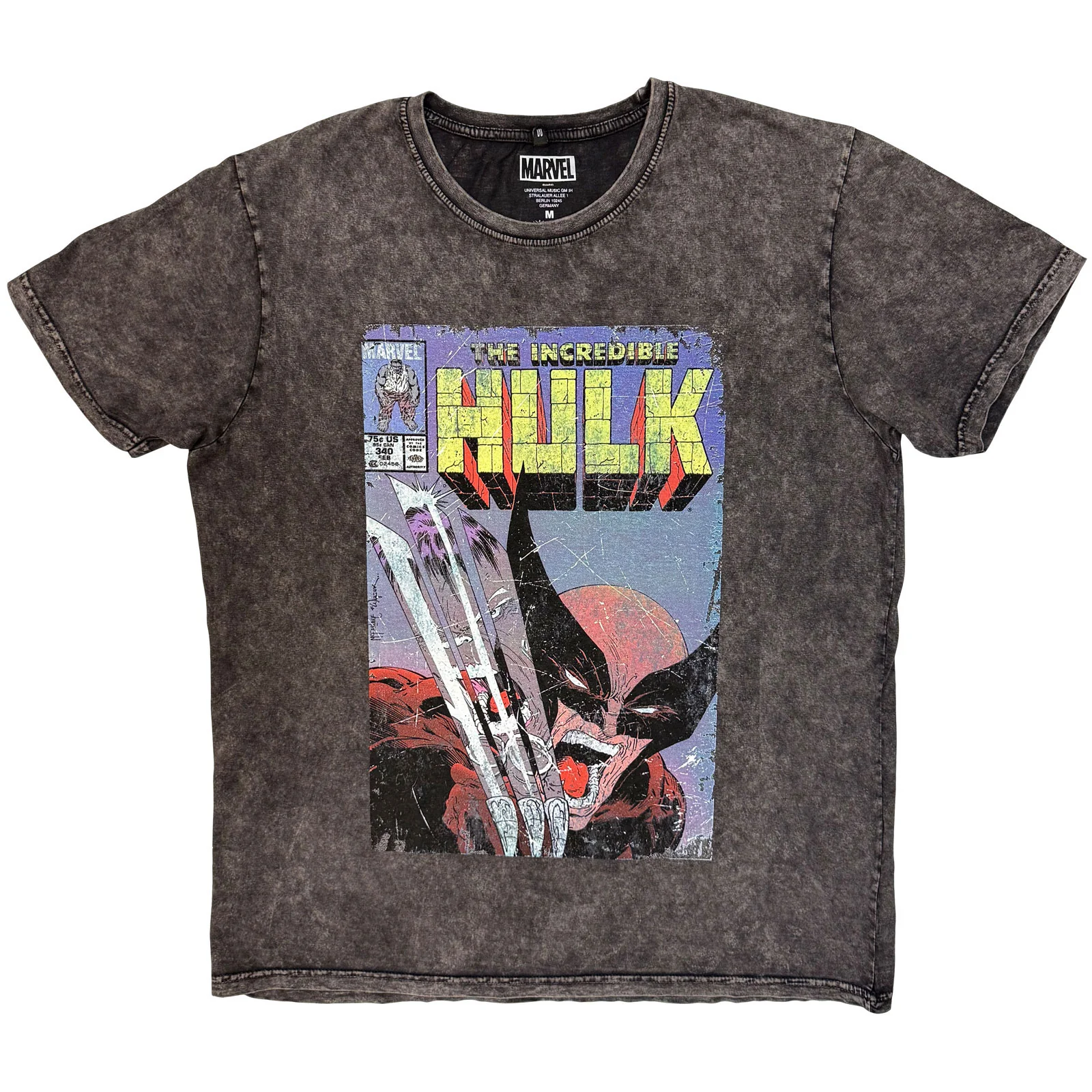 Marvel Comics Unisex Stone Wash T-Shirt: Incredible Hulk Wolverine