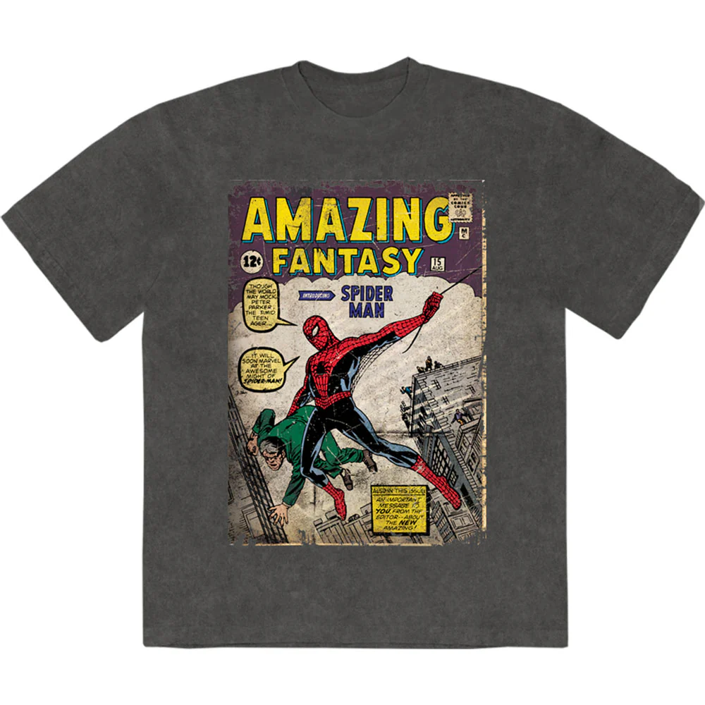 Marvel Comics Unisex Stone Wash T-Shirt: Spider-Man Amazing Fantasy