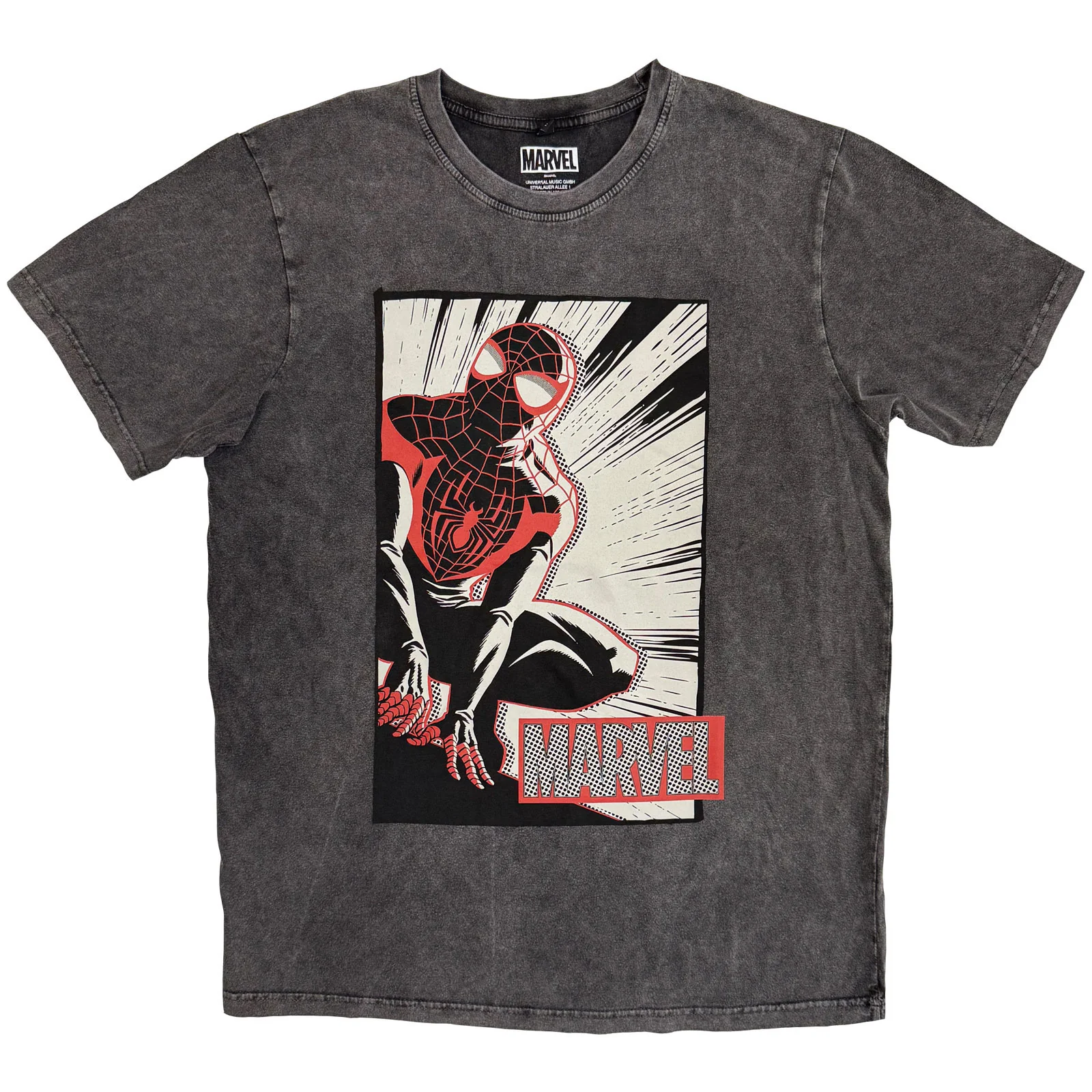Marvel Comics Unisex Stone Wash T-Shirt: Spider-Man Crouch Cartoon