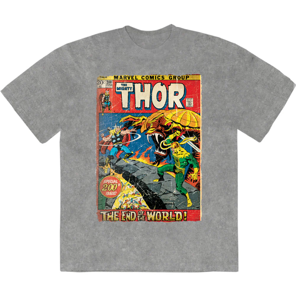 Marvel Comics Unisex Stone Wash T-Shirt: Thor End Of The World