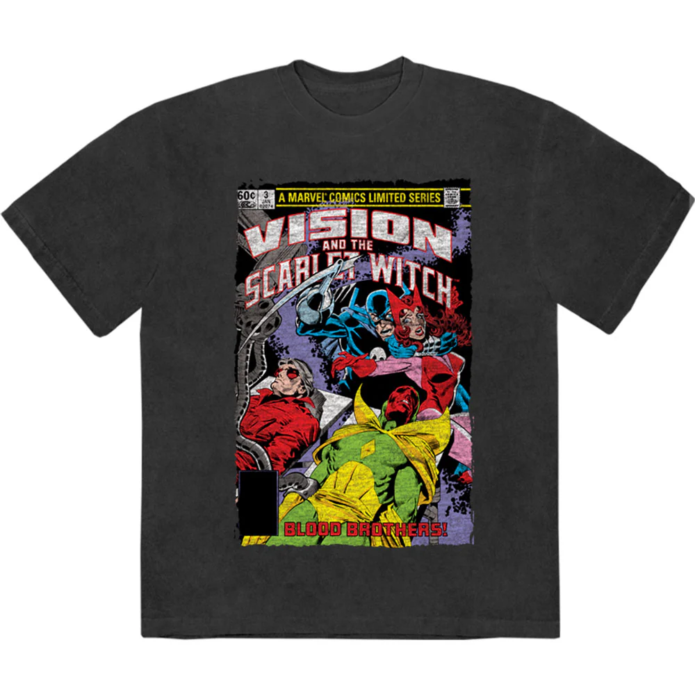 Marvel Comics Unisex Stone Wash T-Shirt: Vision/Scar Witch Blood Bros