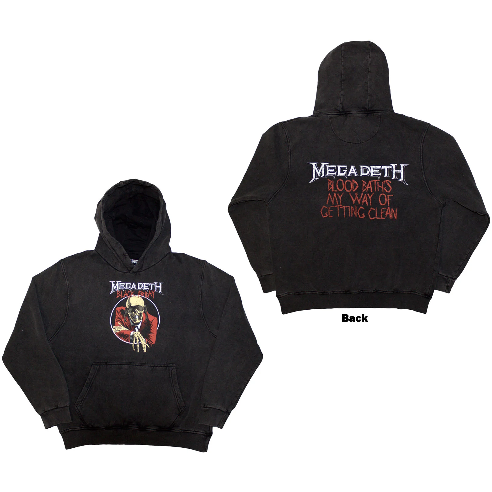 Megadeth Unisex Stone Wash Pullover Hoodie: Black Friday