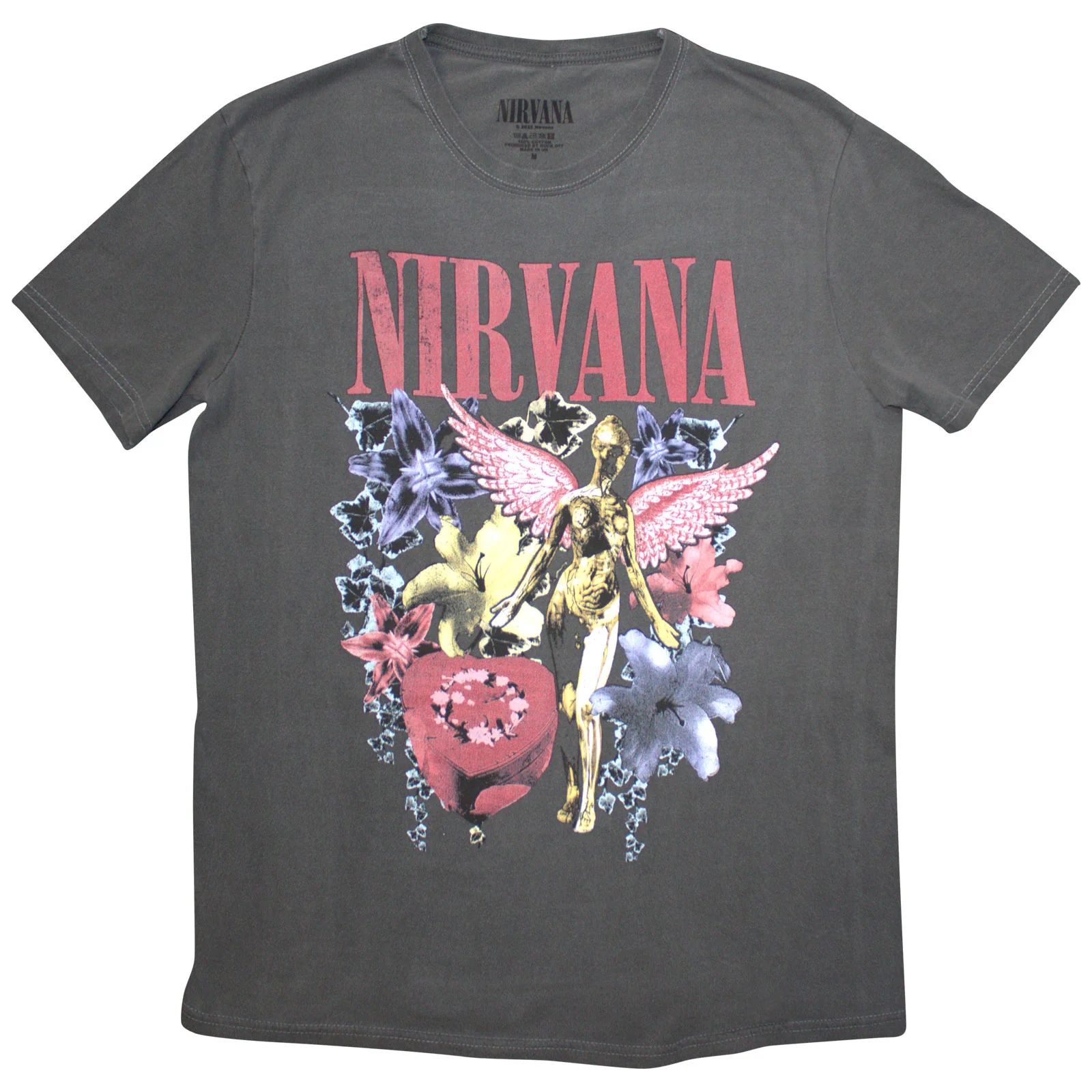 Nirvana Unisex Stone Wash T-Shirt: In Utero Vintage Collage