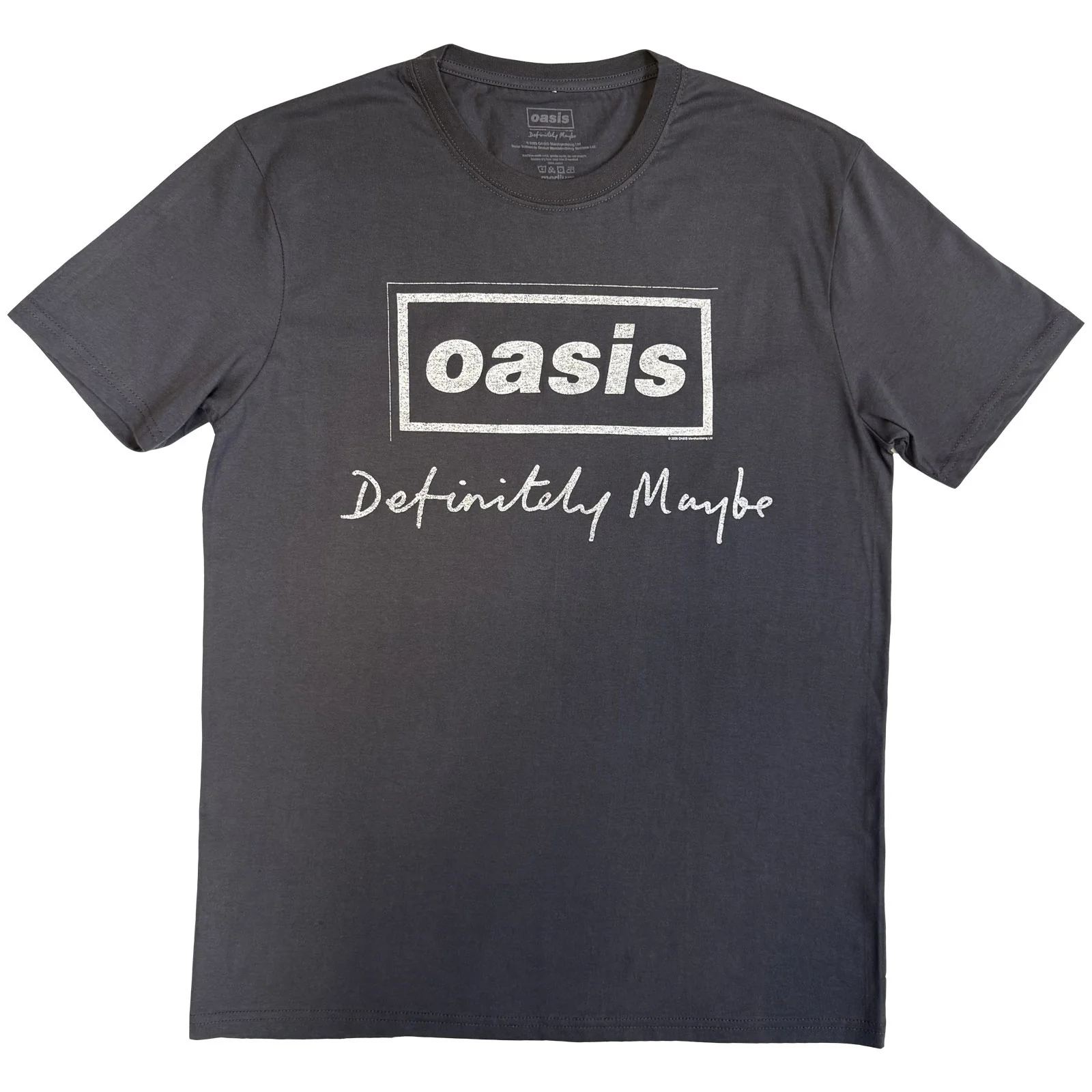 Oasis Unisex T-Shirt: Definitely Maybe Distressed Text Logo