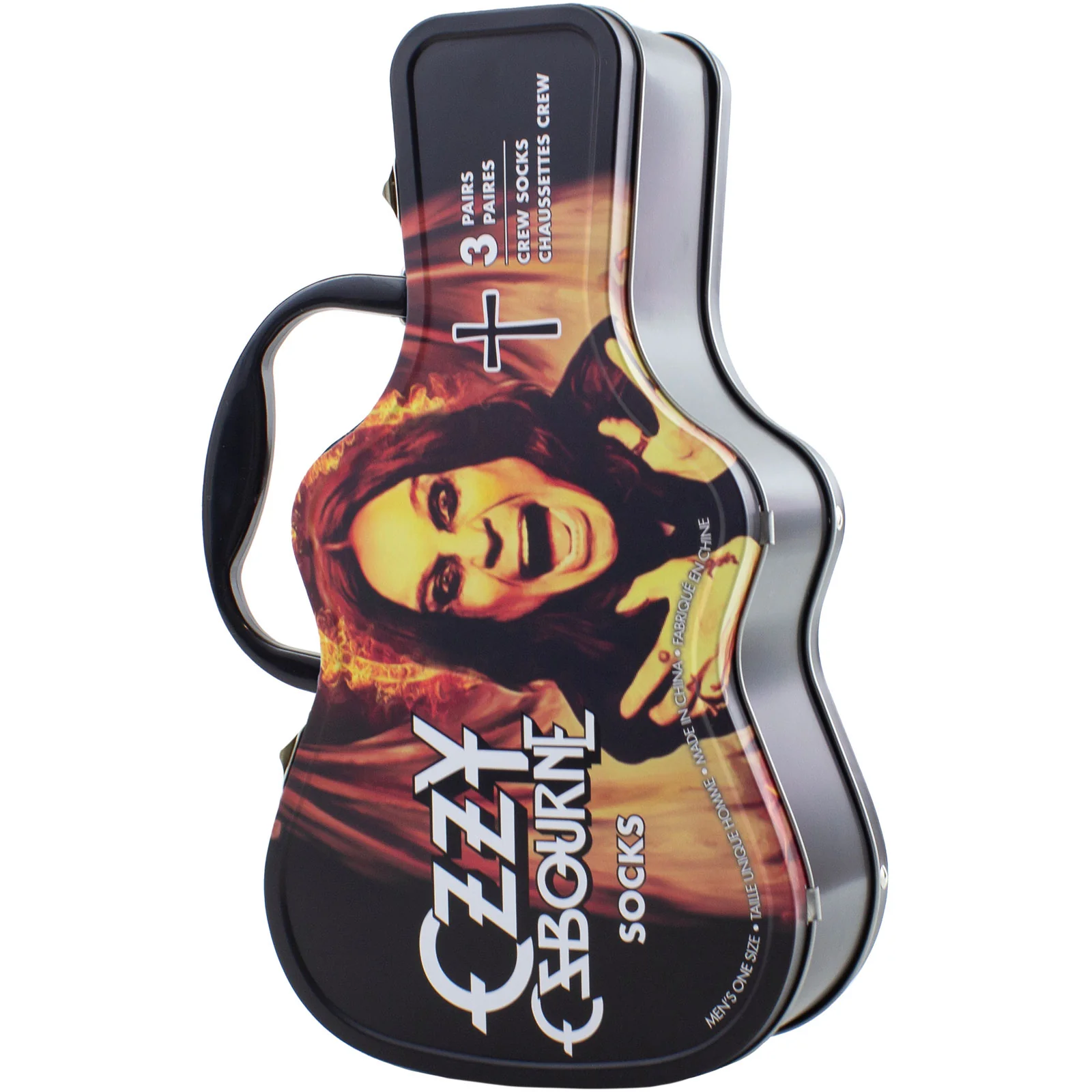 Ozzy Osbourne Unisex Sock Guitar Tin: Logos