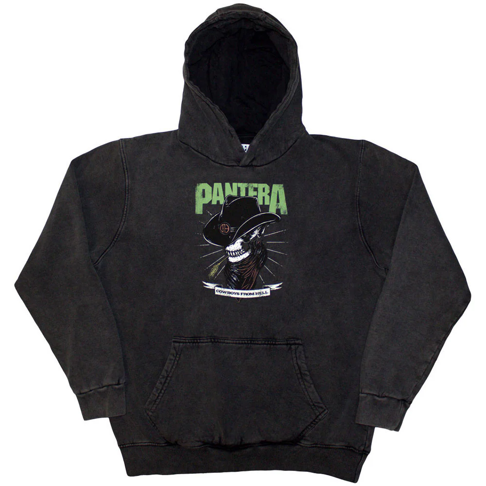 Pantera Unisex Stone Wash Pullover Hoodie: Skeleton Cowboy