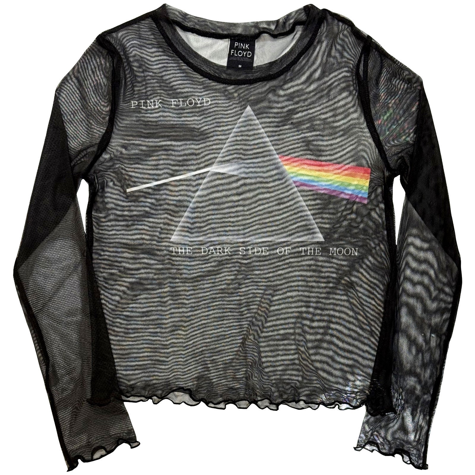 Pink Floyd Ladies Long Sleeve Mesh Crop Top: DSOTM Courier