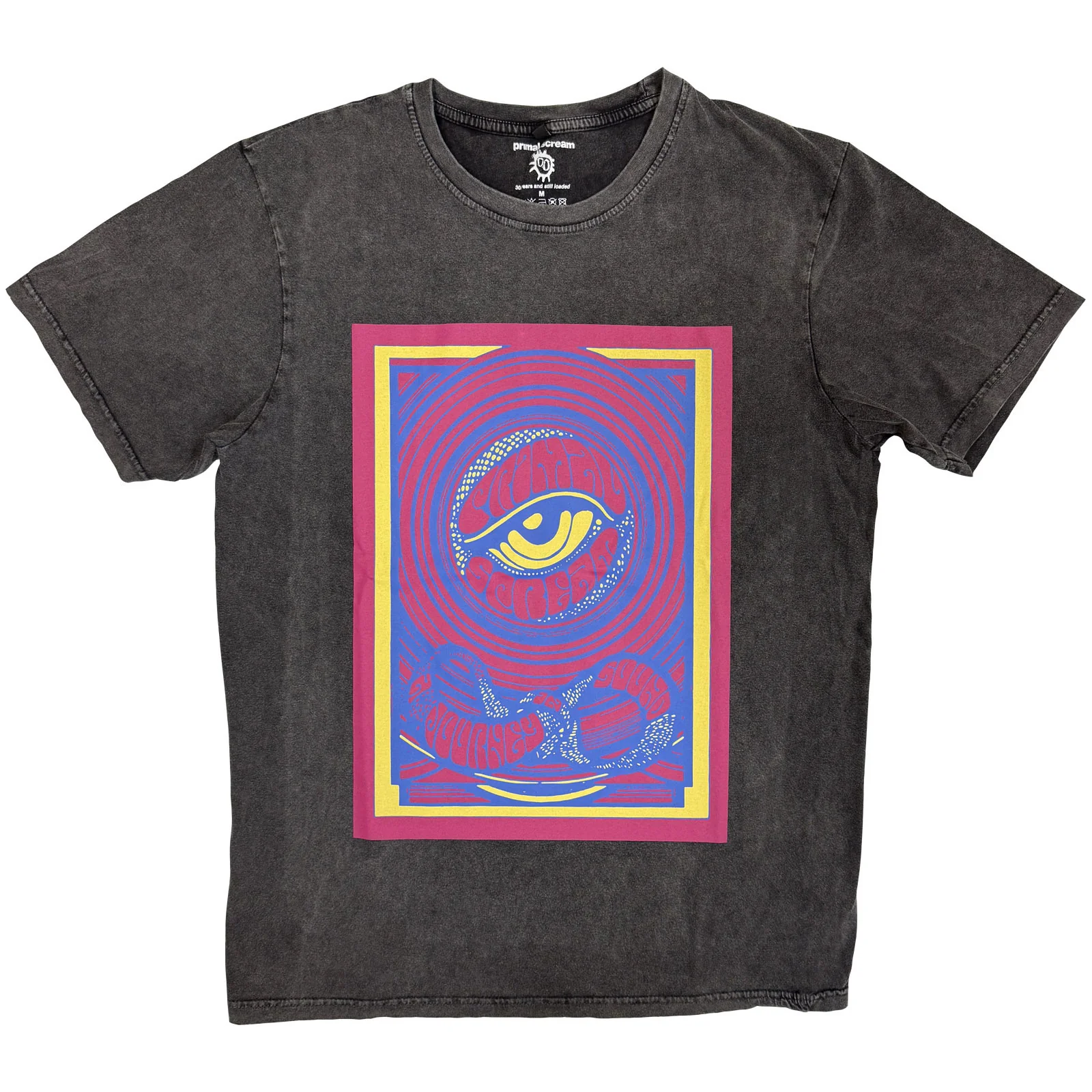 Primal Scream Unisex Stone Wash T-Shirt: Psychedelic Eye