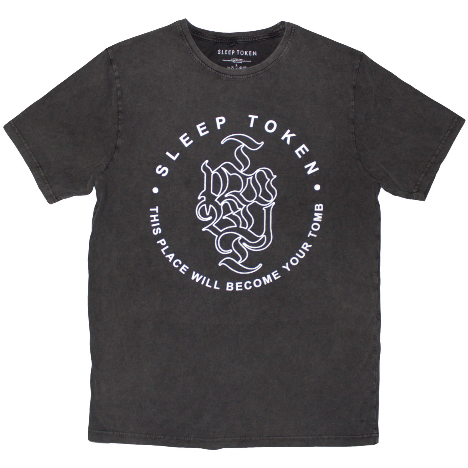 Sleep Token Unisex Stone Wash T-Shirt: Tomb Text Ring