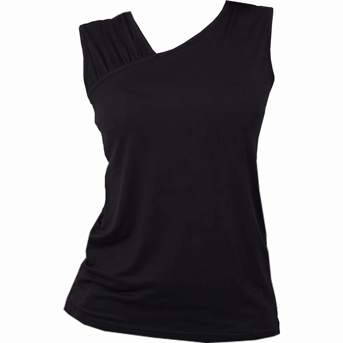 Spiral Ladies Gathered Shoulder Slant Vest T-Shirt: Plain