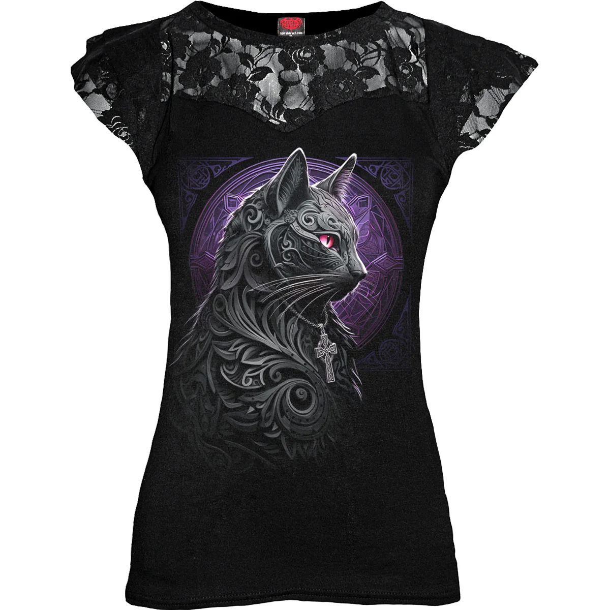 Spiral Ladies Lace Layered Cap Sleeve Top: Celtic Whiskers
