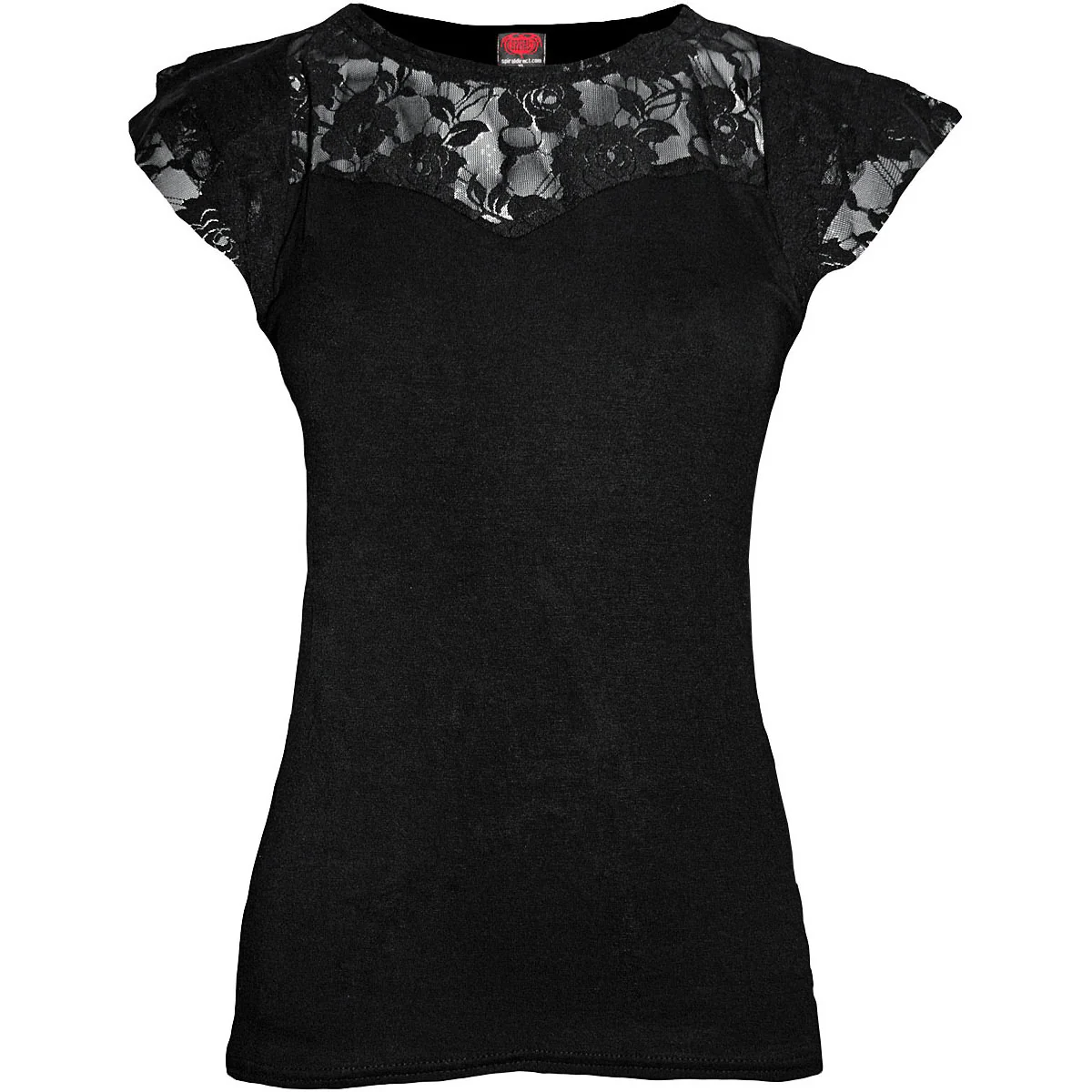 Spiral Ladies Lace Layered Cap Sleeve Top: Plain