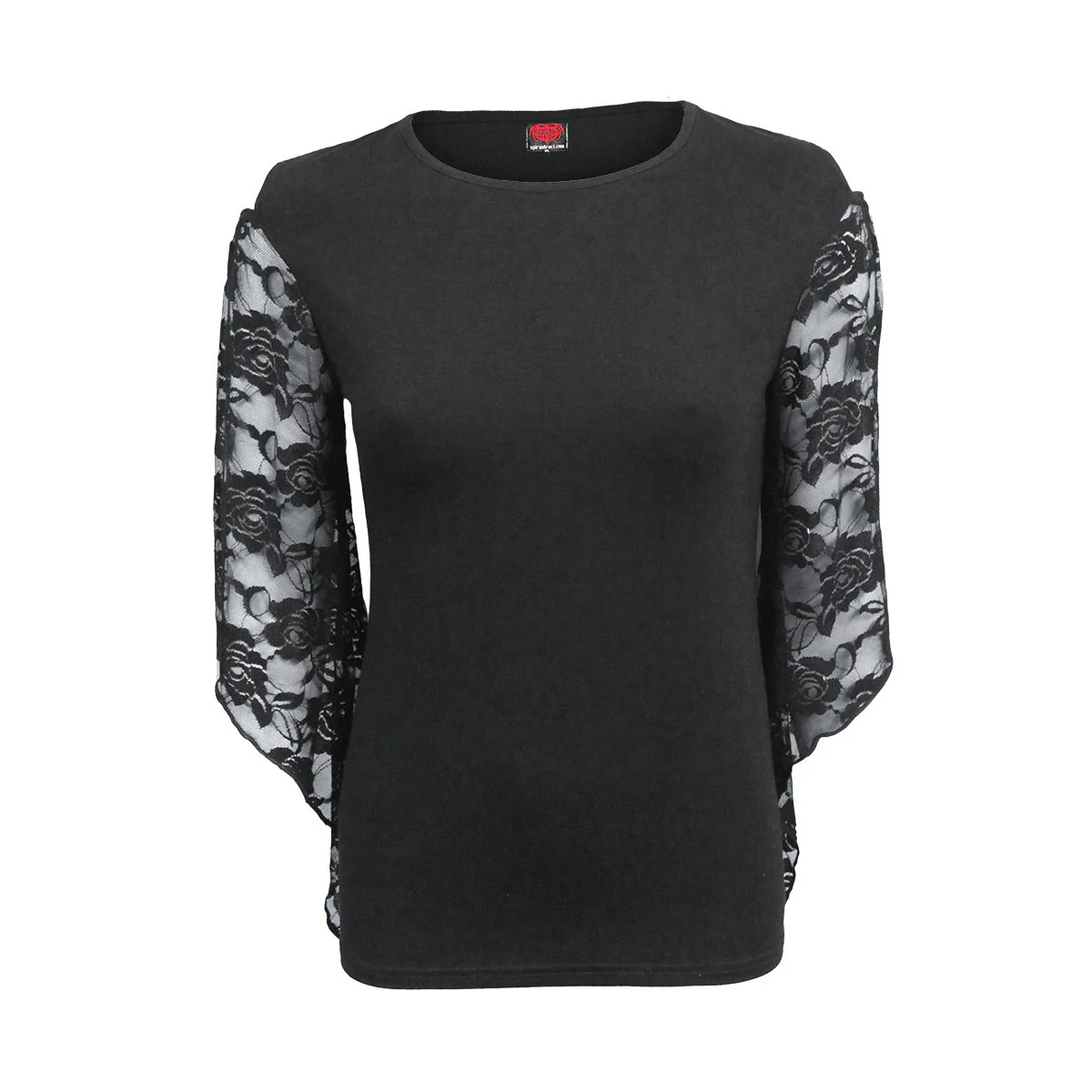 Spiral Ladies Rose Lace Sleeve Top: Plain