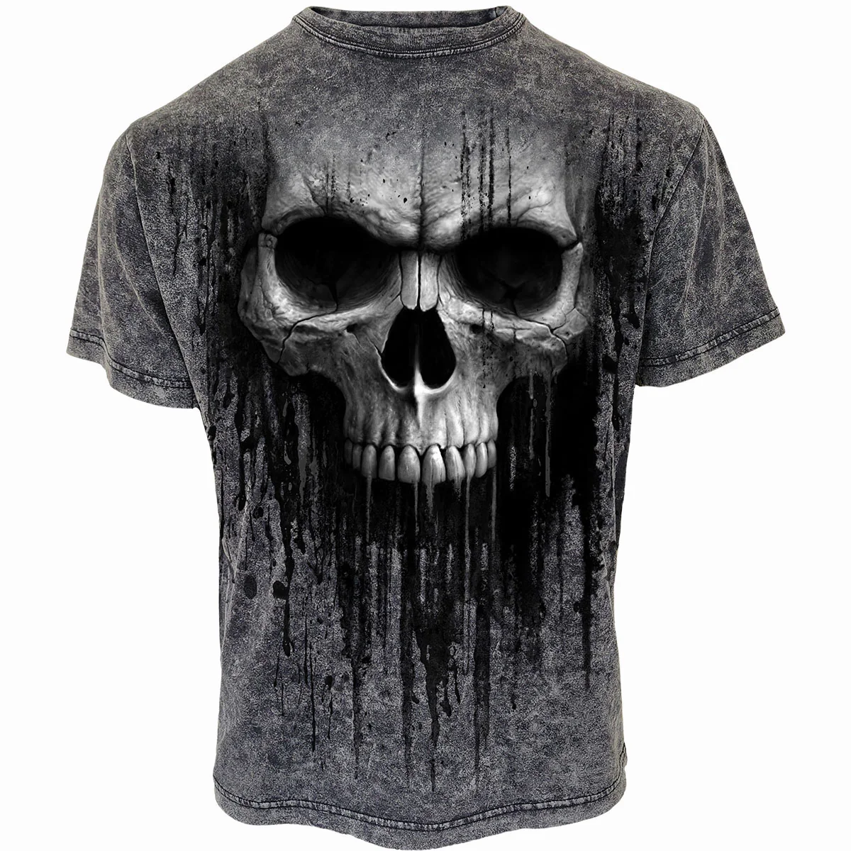 Spiral Unisex Acid Wash T-Shirt: Acid Skull