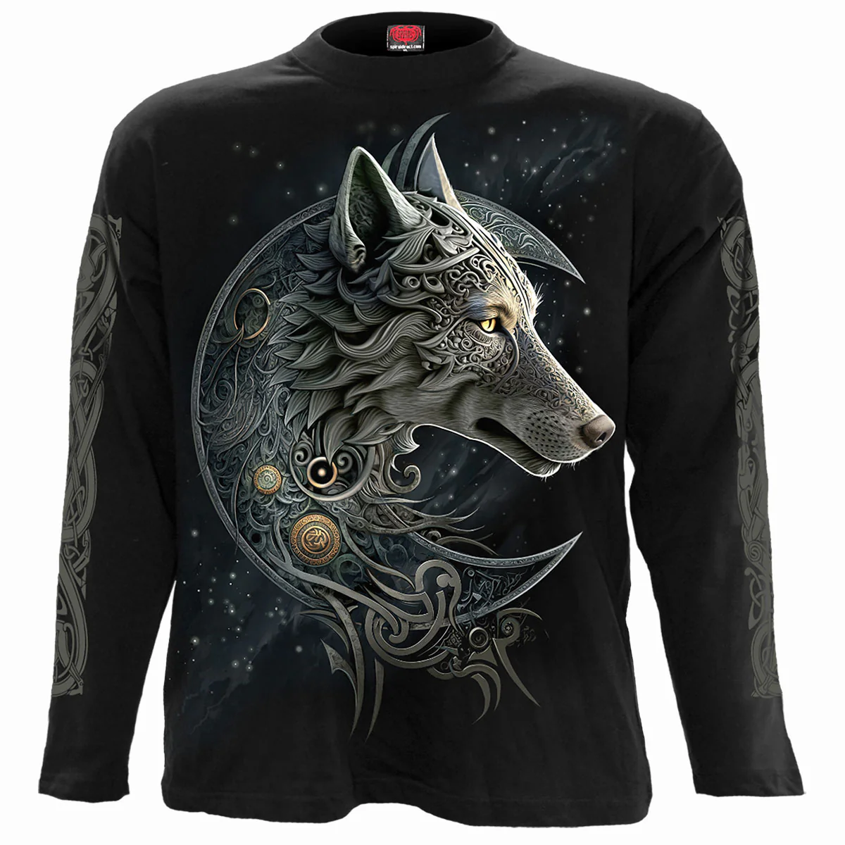 Spiral Unisex Long Sleeve T-Shirt: Celtic Wolf - Image 3