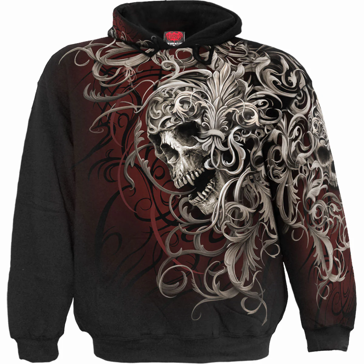 Spiral Unisex Pullover Hoodie: Skull Shoulder Wrap