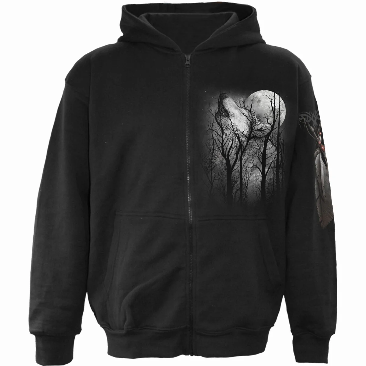 Spiral Unisex Zipped Hoodie: Forest Wolf