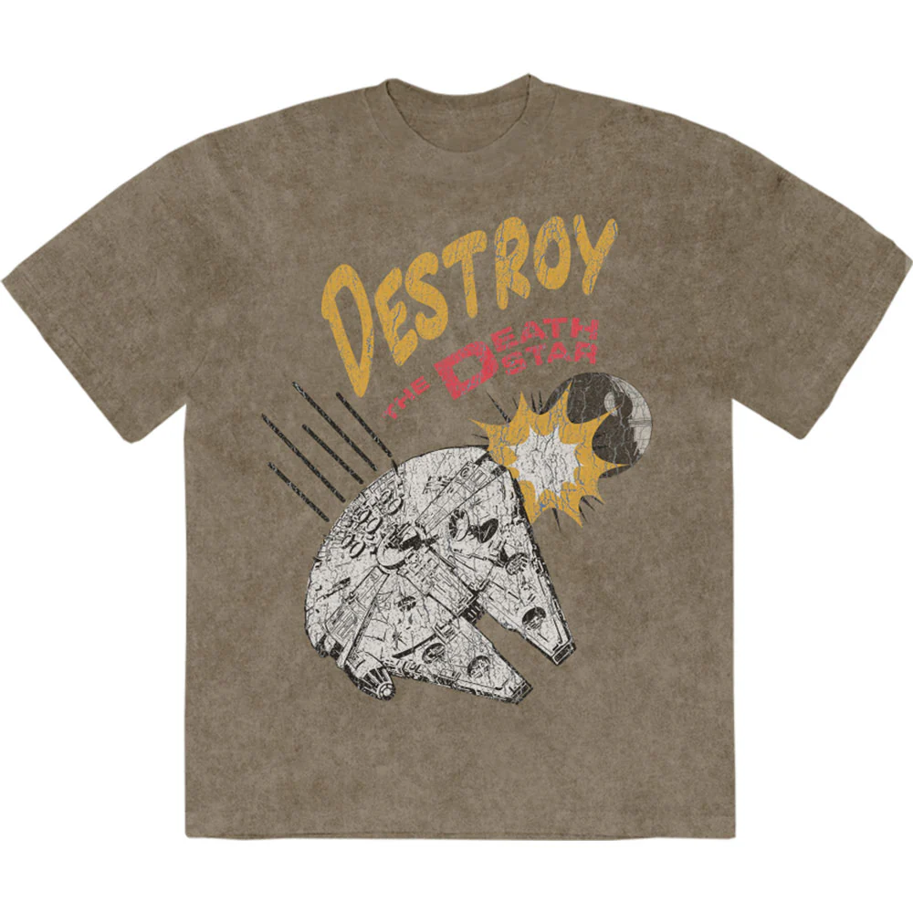 Star Wars Unisex Stone Wash T-Shirt: Destroy Death Star