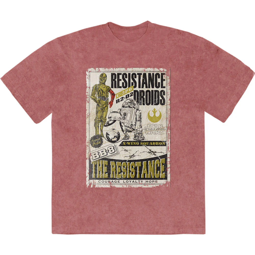Star Wars Unisex Stone Wash T-Shirt: Resistance Droids