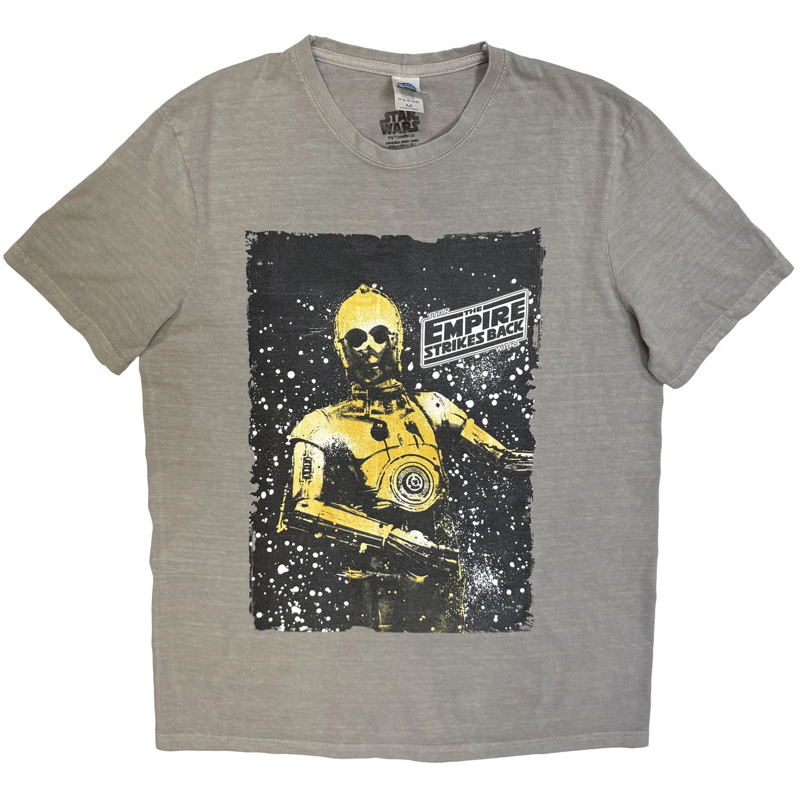 Star Wars Unisex Stone Wash T-Shirt: TESB C3PO