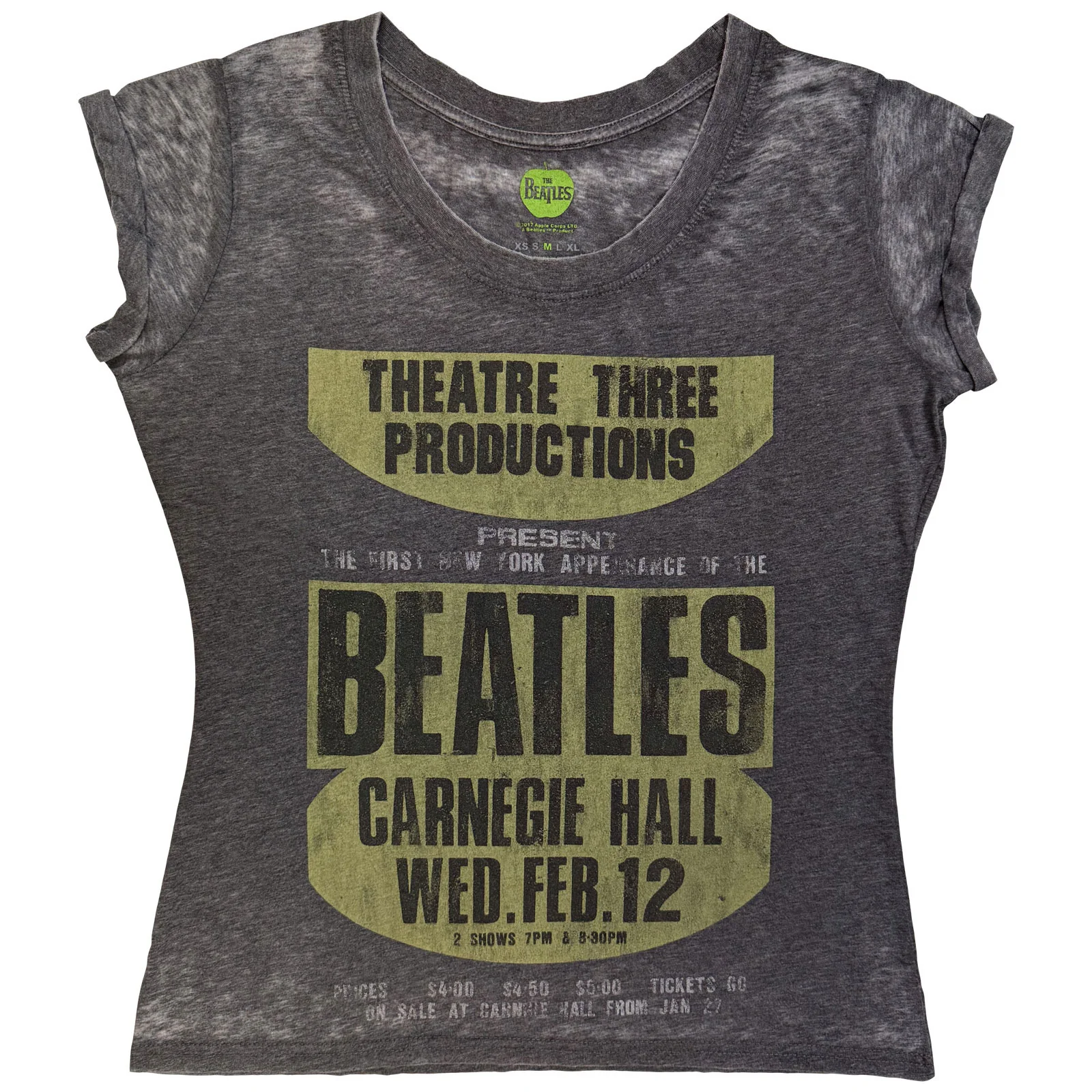 The Beatles Ladies Burnout T-Shirt: Carnegie Hall