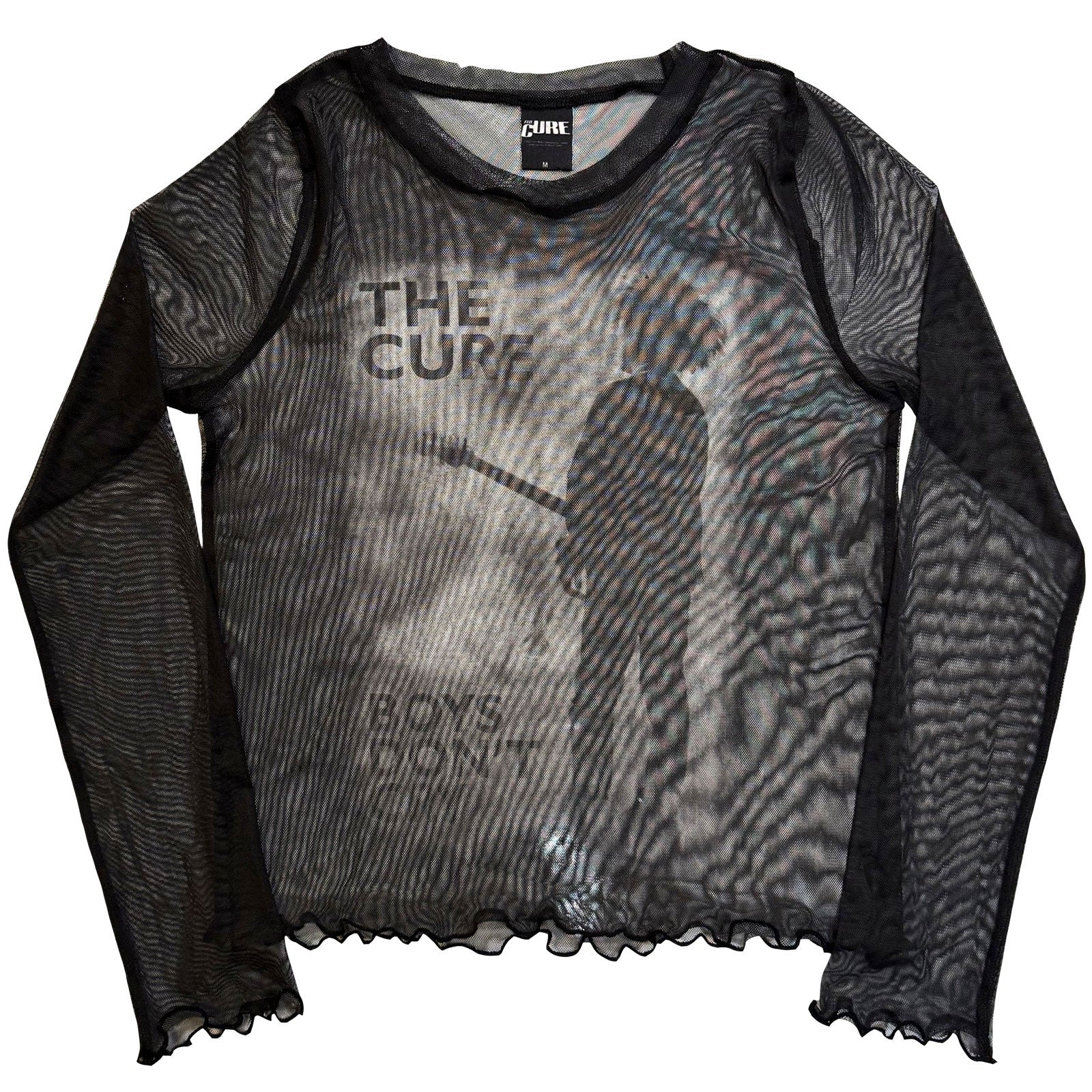 The Cure Ladies Long Sleeve Mesh Crop Top: Boys Don’t Cry B&W