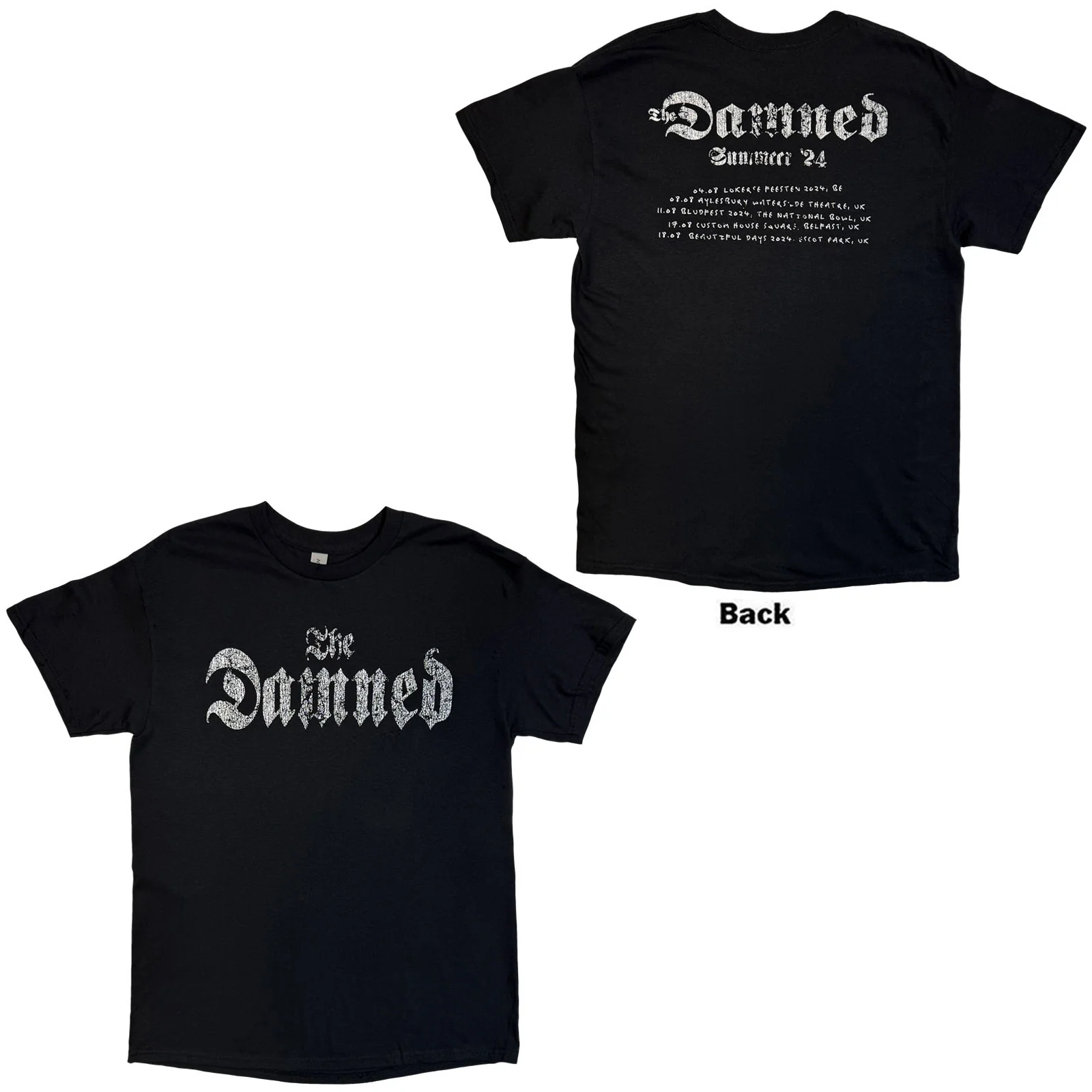 The Damned Unisex T-Shirt: Distressed Logo EU Tour Summer 24
