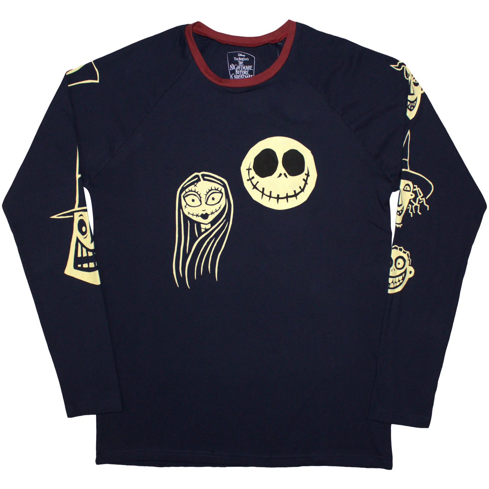 The Nightmare Before Christmas Unisex Long Sleeve T-Shirt: Faces AOP