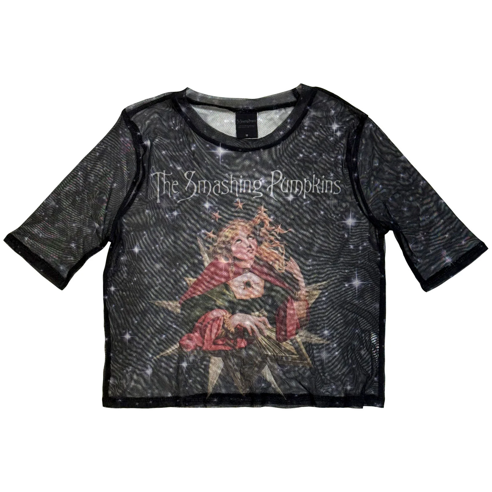 The Smashing Pumpkins Ladies Mesh Crop Top: Mellon Collie Stars