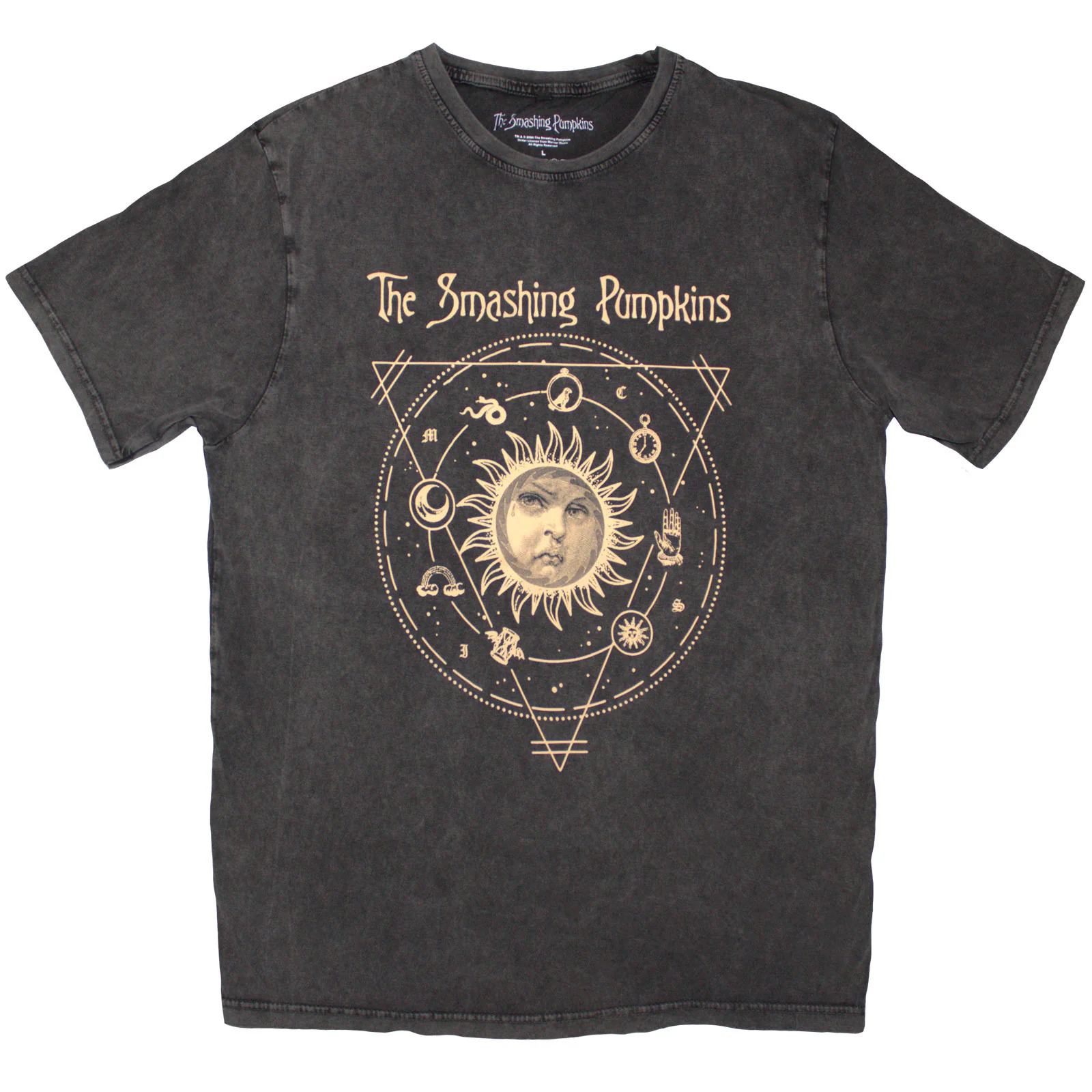 The Smashing Pumpkins Unisex Stone Wash T-Shirt: Celestial Sun