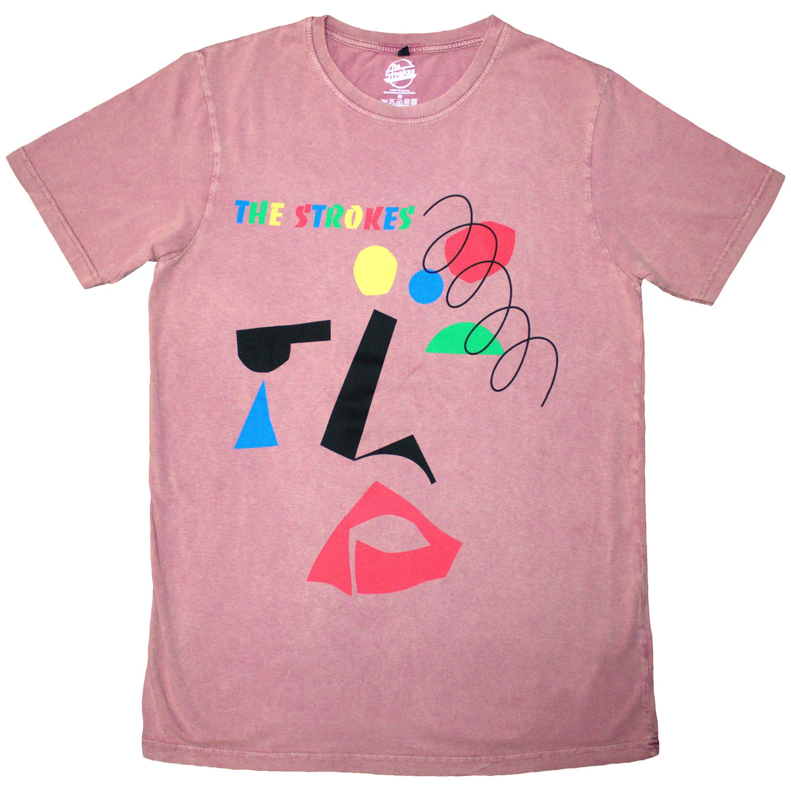 The Strokes Unisex Stone Wash T-Shirt: Abstract Face